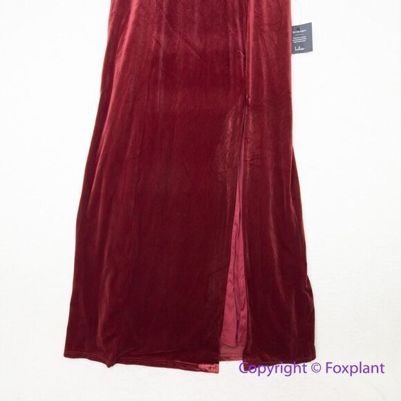 New! Lulus Red Velvet VNeck Sleeveless‎ Maxi Dress,  XL - Picture 4 of 15